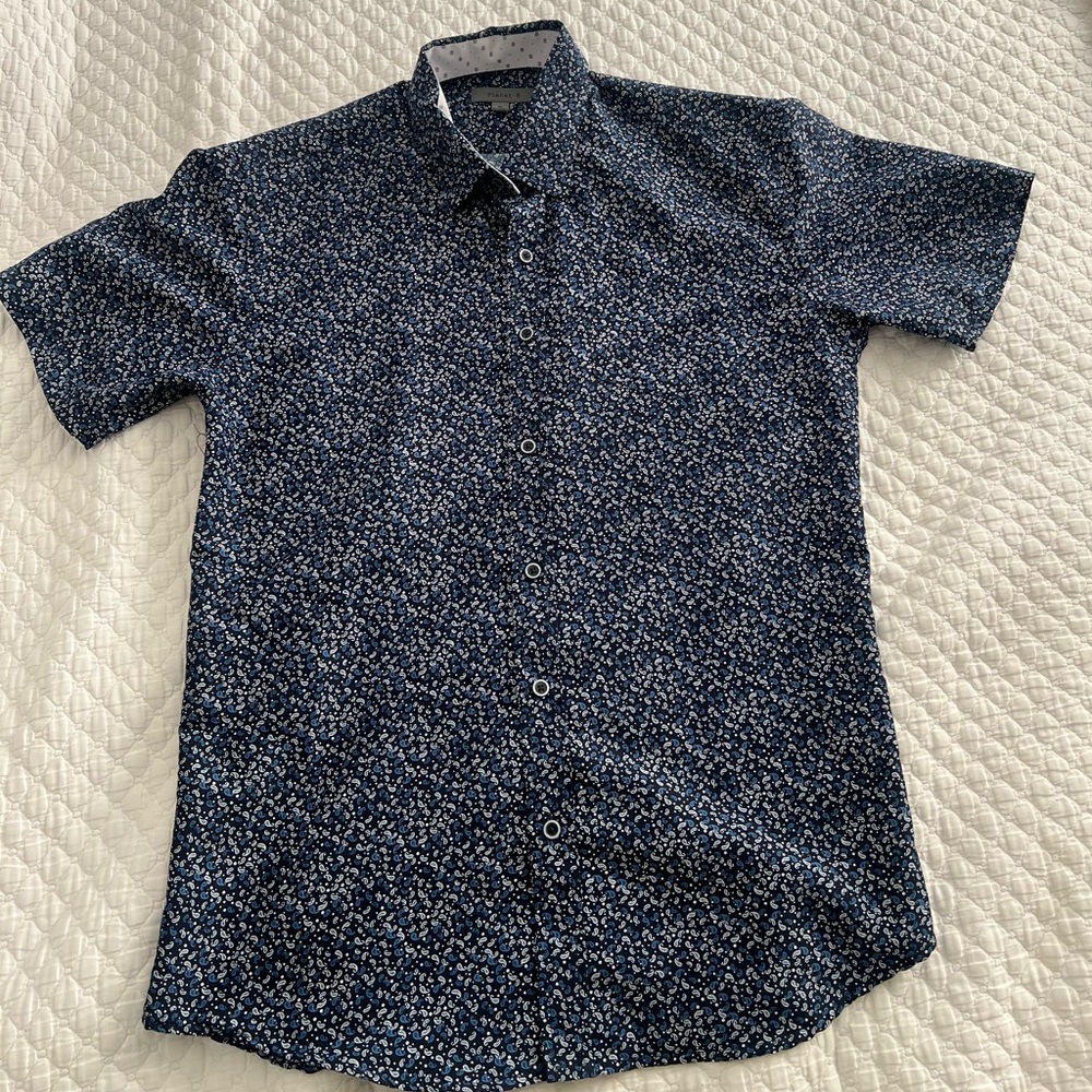 Blue and White Casual Button Down Shirt with Classic Design